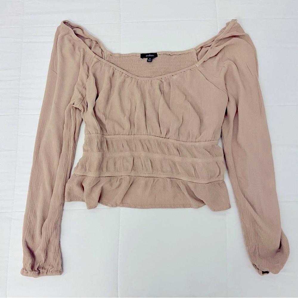 Ambience Long Sleeve Off Shoulder Crop Top  - 1XL